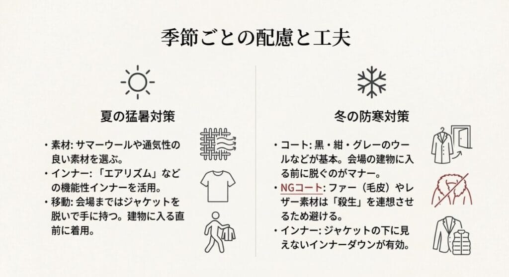 夏や冬の七回忌における平服の対策