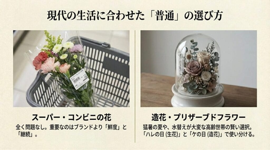 スーパーやコンビニの花でも良い理由