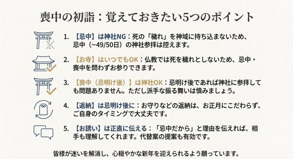 喪中に初詣はだめ?に関連する5つのポイントをまとめ