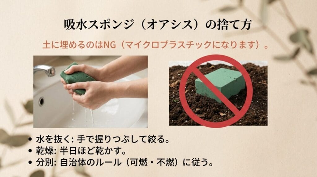 吸水スポンジやオアシスの捨て方
