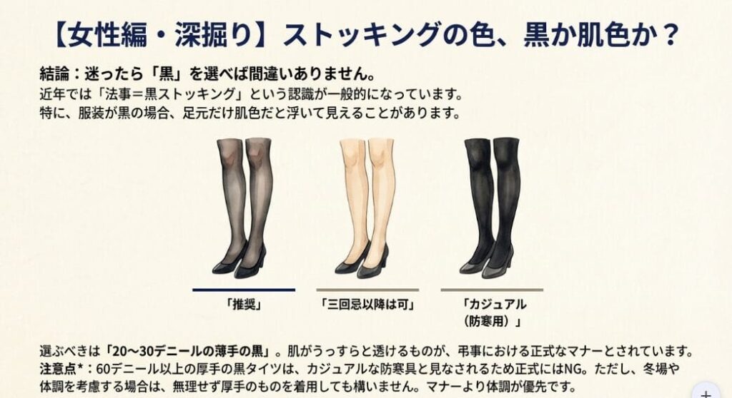 七回忌の平服でのストッキングの色