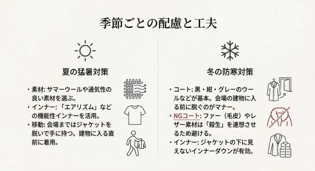 夏や冬の七回忌における平服の対策