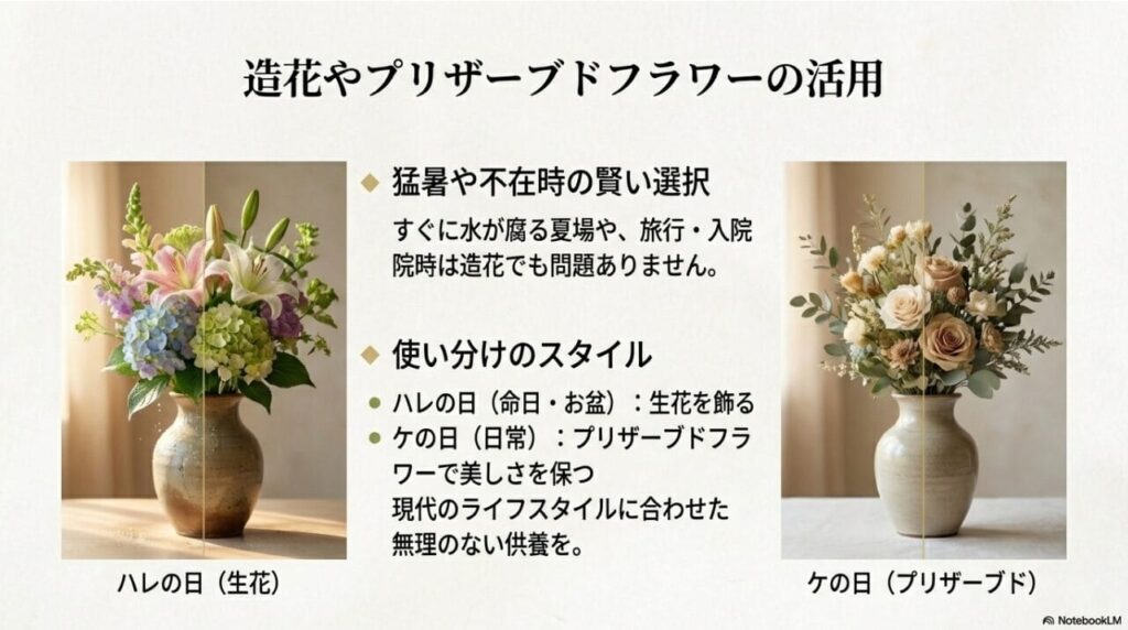 造花やプリザーブドフラワーの活用