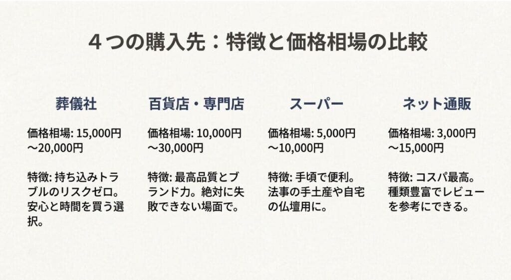 ４つの購入先と相場を解説