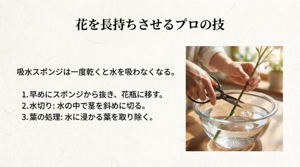 持ち帰った花を長持ちさせる方法