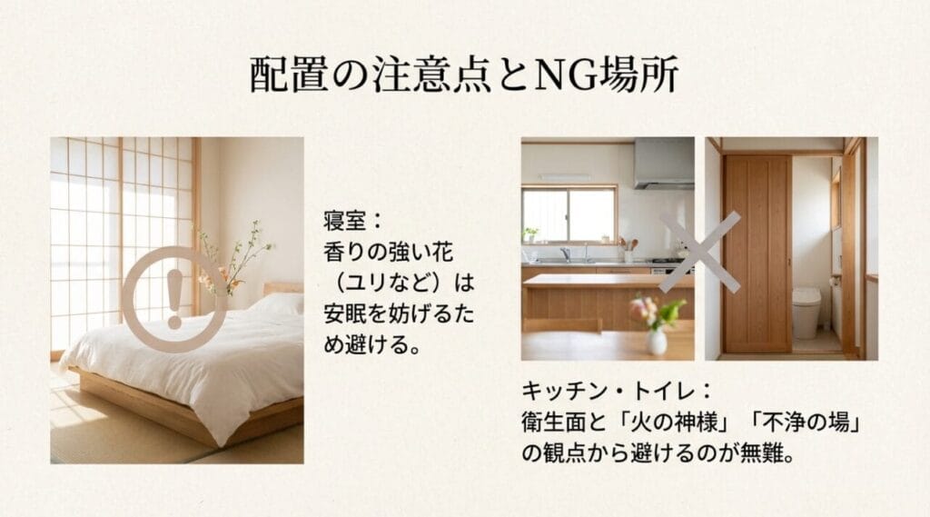 寝室やキッチンに置くのはタブーか