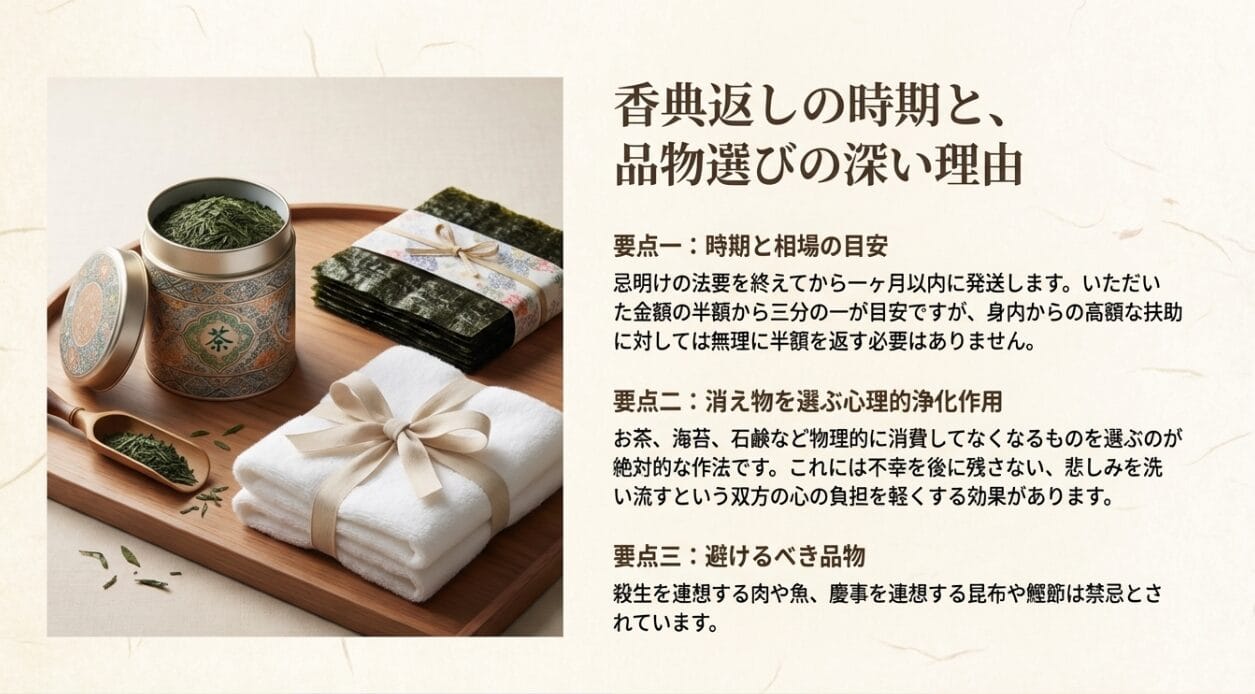 35日法要の香典返しの時期と品物選び