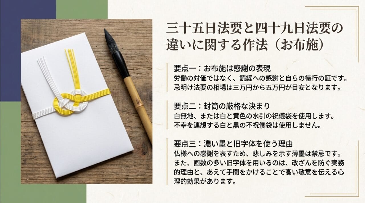 35日法要のお布施の相場と封筒の書き方
