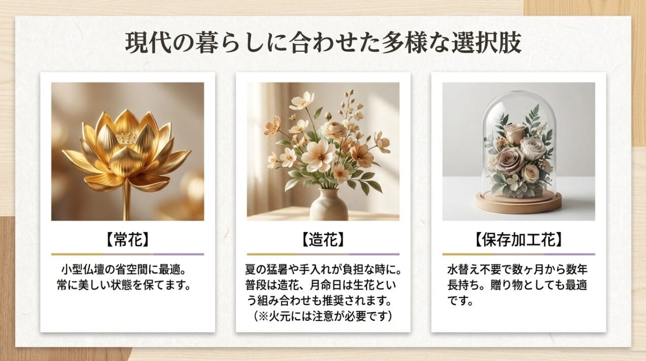 手入れが楽な造花はマナー違反か