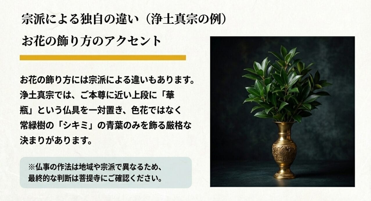 浄土真宗特有の花の飾り方