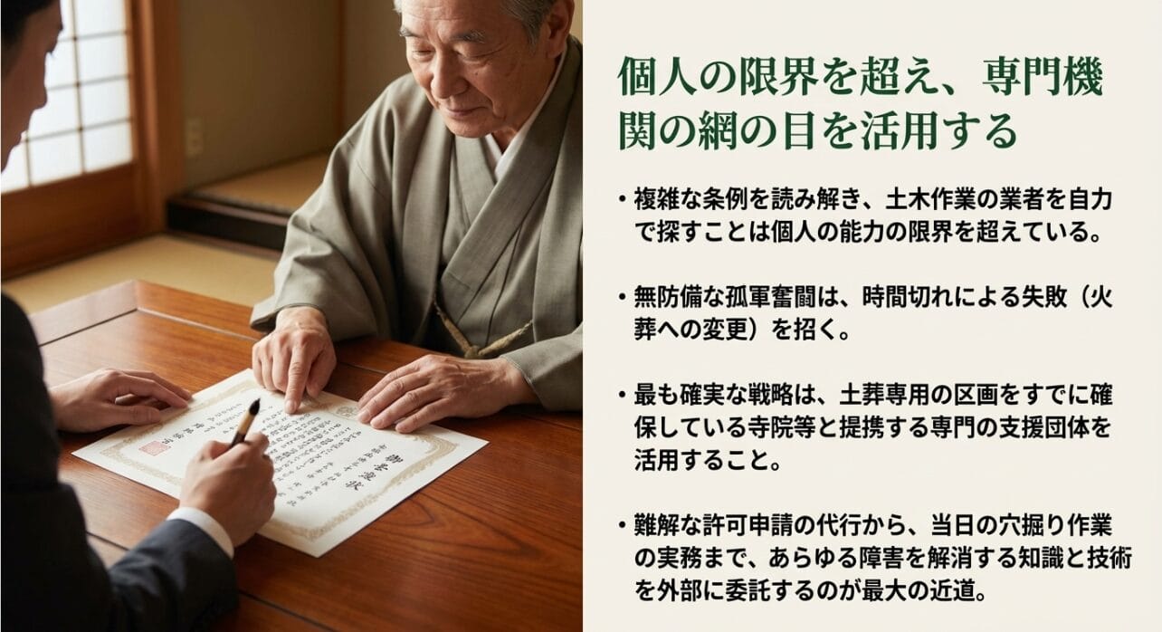 専門機関である土葬の会を活用する