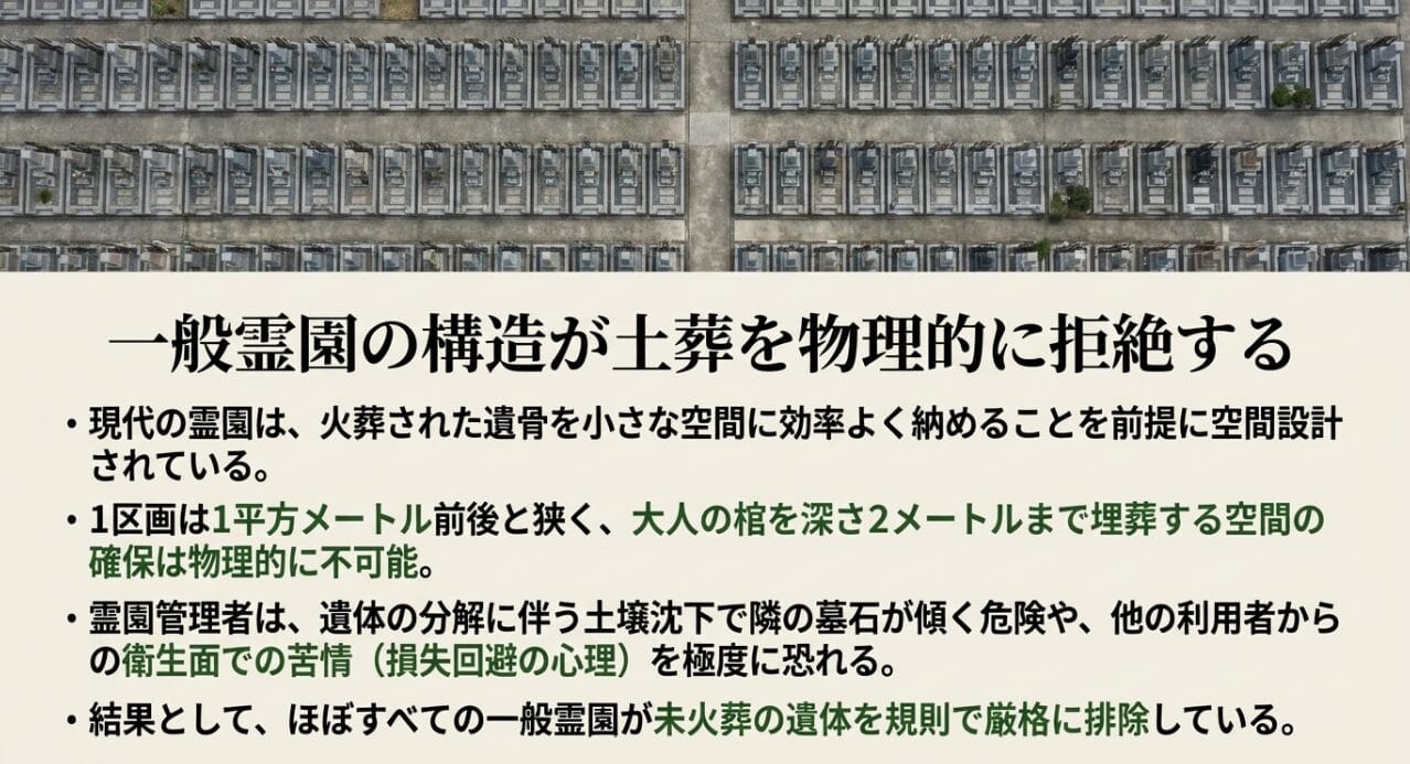 一般の霊園が土葬を拒む構造的理由